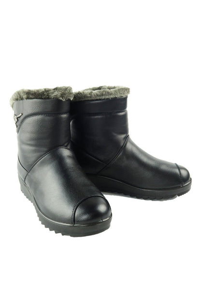 รองเท้าบูทหนังแต่งขน กันหิมะ กันน้ำ- Faux Fux Patent Leather Ankle Boots รองเท้าบูทหนังแต่งขน กันหิมะ กันน้ำ- Faux Fux Patent Leather Ankle Boots