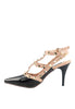 รองเท้าส้นสูงหัวแหลมแต่งหมุดทอง K9015  - Golden-tone Studs Gladiator Sandals Pump Shoes