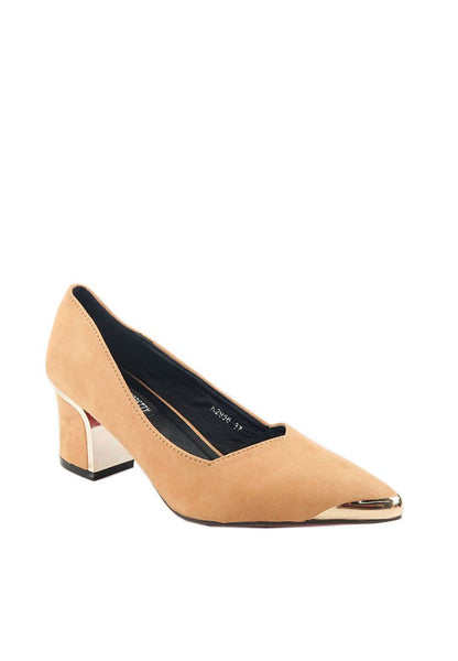 รองเท้าคัตชูหัวแหลม  - Golden Chunky Heels Pump Shoes รองเท้าคัตชูหัวแหลม  - Golden Chunky Heels Pump Shoes