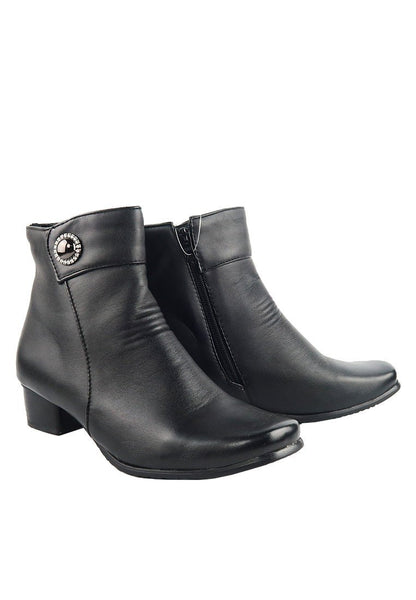 รองเท้าบู๊ทหนัง S276 - Low-Heels Flat Leather Ankle Boots รองเท้าบู๊ทหนัง S276 - Low-Heels Flat Leather Ankle Boots