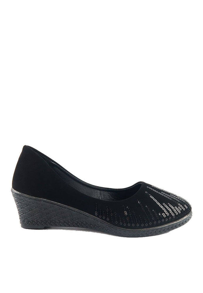 รองเท้าส้นเตารีดประดับGlitter - Glitter Rubber Wedge Shoes