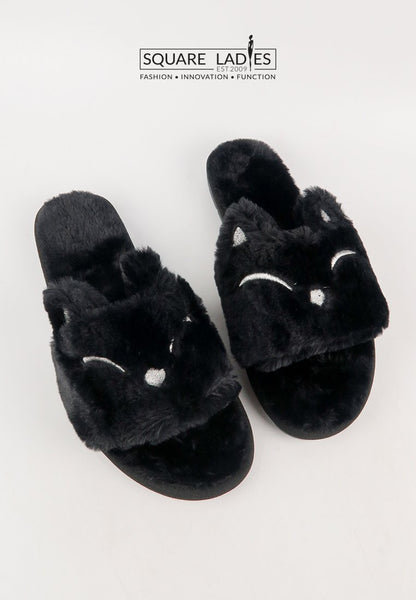รองเท้าแตะขนเฟอร์ - Plush Faux Fur House Rubber Sole Slipper รองเท้าแตะขนเฟอร์ - Plush Faux Fur House Rubber Sole Slipper