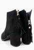 รองเท้าบูทแฟชั่นส้นสูงแต่งพู่ - Pointed Toe Mid Heel Ankle Boots