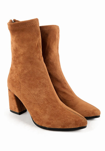 รองเท้าบูทแฟชั่น - Velvet High Heel Ankle Boots รองเท้าบูทแฟชั่น - Velvet High Heel Ankle Boots