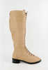 รองเท้าบูทแฟชั่นทรงสุง - Lace-up Combat Cuff Riding High-Calf Boots