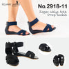 รองเท้าแตะส้นเตารีดสายไขว้ - Zipper Wedge Ankle Strap Sandals