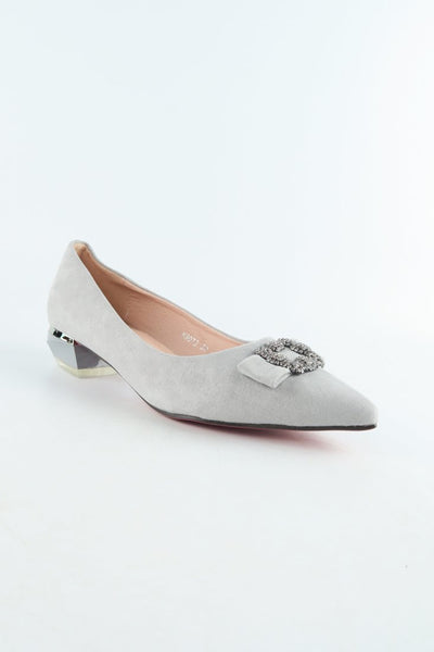 รองเท้าคัตชูหัวแหลมประดับเพชร K9073 - Pointed Toe Mid Heel Pump Shoes รองเท้าคัตชูหัวแหลมประดับเพชร K9073 - Pointed Toe Mid Heel Pump Shoes
