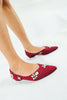 รองเท้าส้นแบนหัวแหลมประดับคริสตัล - Rhinestones Suede Slip-On Shoes