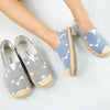 รองเท้าส้นแบบแคนวาสลายเส้น BX332- Pin Stripe Canvas Slip-On Flat Shoes