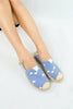 รองเท้าส้นแบบแคนวาสลายเส้น BX332- Pin Stripe Canvas Slip-On Flat Shoes