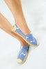 รองเท้าส้นแบบแคนวาสลายเส้น BX332- Pin Stripe Canvas Slip-On Flat Shoes