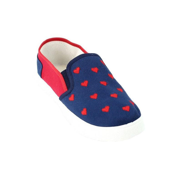 รองเท้าส้นแบนผ้าแคนวาส BX2023 - Embroidered Heart Shape Sneaker Shoes รองเท้าส้นแบนผ้าแคนวาส BX2023 - Embroidered Heart Shape Sneaker Shoes