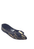 รองเท้าส้นแบนหัวแหลมผ้าลูกไม้ - Mix lace Pointy Toe Loafer Shoes