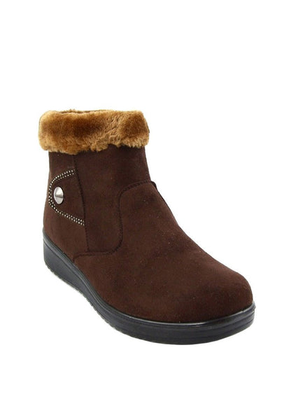 รองเท้าบูทหนังกำมะหยี่แต่งขน - Faux Fur Winter Snow Ankle Boots รองเท้าบูทหนังกำมะหยี่แต่งขน - Faux Fur Winter Snow Ankle Boots
