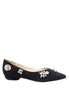 รองเท้าส้นแบนหัวแหลมประดับคริสตัล - Rhinestones Suede Slip-On Shoes