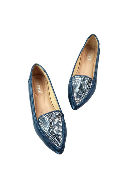 รองเท้าส้นแบนหัวแหลม ตกแต่งกลิตเตอร์ - Women's Classic Pointy Toe Glitter Ballet Flat Shoes รองเท้าส้นแบนหัวแหลม ตกแต่งกลิตเตอร์ - Women's Classic Pointy Toe Glitter Ballet Flat Shoes