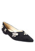 รองเท้าส้นแบนหัวแหลมประดับคริสตัล - Rhinestones Suede Slip-On Shoes