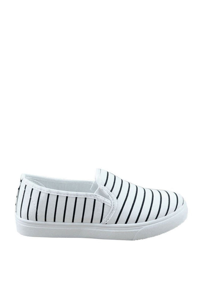 รองเท้าส้นแบนแคนวาส No.1512 - Pin Stripe Canvas Casual Sneakers