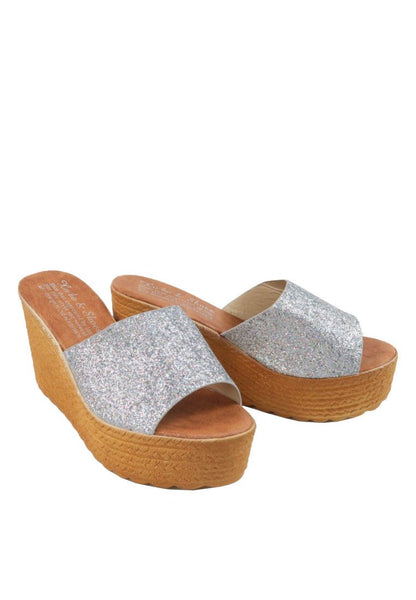 รองเท้าส้นตึกกลิตเตอร์ - Glitter Platform Sandals รองเท้าส้นตึกกลิตเตอร์ - Glitter Platform Sandals