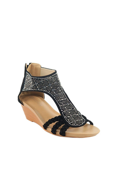 รองเท้าเตารีดสแตปปี้ซิปหลัง - Strappy Gladiator Wedge Sandal