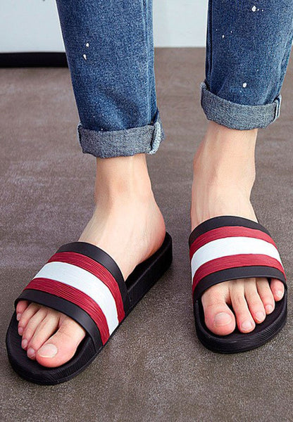 รองเท้าเเตะส้นเเบน X-2 - Unisex Multi Colors Stripes Sandals