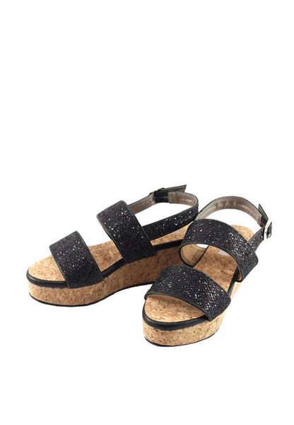 รองเท้าแตะส้นเตารีด - Glitter Wedge Sandals