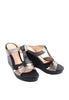 รองเท้าส้นสูงส้นเตารีด แต่งโลหะคาดหน้า - Classic T-Strap Platform Wedge Sandal