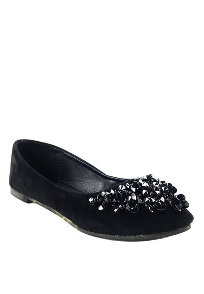 รองเท้าส้นแบนกำมะหยี่ A-242 - Basic Round Toe Ballet Flats