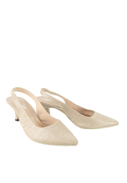 รองเท้ารัดส้นหัวแหลม - Pointed Toe Slingback Mid Heel Shoes