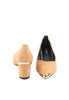 รองเท้าคัตชูหัวแหลม  - Golden Chunky Heels Pump Shoes