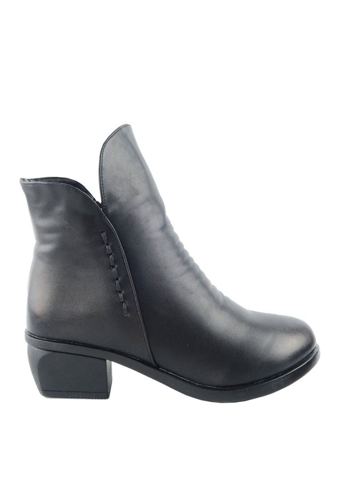 รองเท้าบูท กันหนาว - Modern Low-Heels Flat Leather Ankle Boots