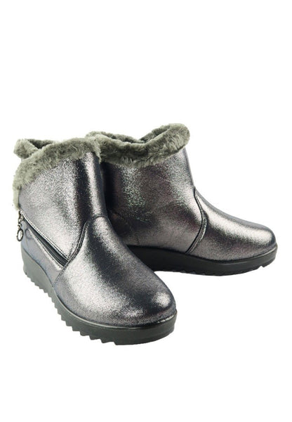 รองเท้าบูทกันหนาวกันหิมะ บุขนหนา - Snow Velvet Fuxe Fur Fleece Lining Ankle Boots