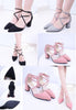 รองเท้าส้นสูงสายไขว้หัวแหลม - Crossed Straps Roman Heel Sandals Shoes