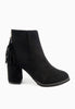 รองเท้าบูทแฟชั่นส้นสูงแต่งพู่ - Pointed Toe Mid Heel Ankle Boots