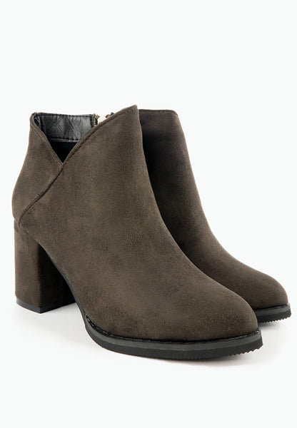 รองเท้าบูทแฟชั่นส้นสูง - Pointed Toe Mid Heel Ankle Boots