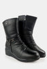 รองเท้าบูทหนัง กันหนาว ไซส์พิเศษ - Leather Wedge Riding Mid-Calf Boots