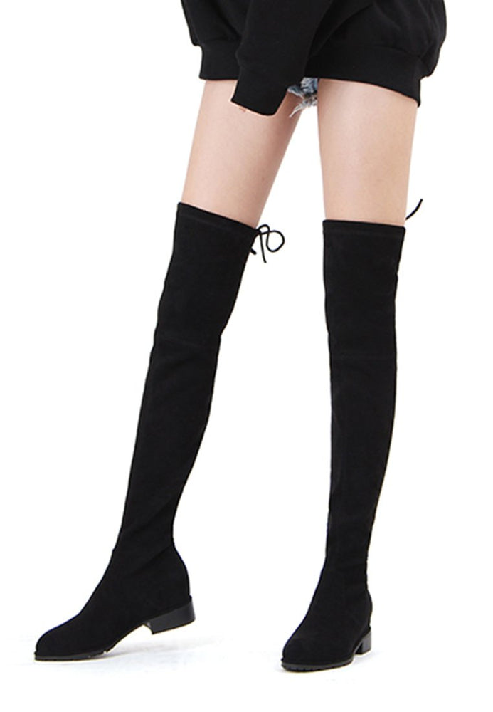 รองเท้าบูทกำมะหยี่ยาว - Women's Knee High Stretch Boot