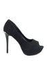 รองเท้าส้นสูง K9022 - Peep Toe Velvet Platform Pump Shoes