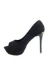 รองเท้าส้นสูง K9022 - Peep Toe Velvet Platform Pump Shoes