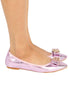 รองเท้าส้นแบนหัวแหลมแต่งโบว์สไตล์ลำลอง - Comfort Metallic Colors Pointed Toe Ballet Flats