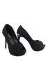 รองเท้าส้นสูง K9022 - Peep Toe Velvet Platform Pump Shoes