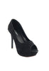 รองเท้าส้นสูง K9022 - Peep Toe Velvet Platform Pump Shoes