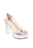 รองเท้าคัตชูส้นสูง Silver Lame - Silver Lame Platform Pumps Shoes