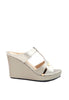 รองเท้าส้นสูงส้นเตารีด แต่งโลหะคาดหน้า - Classic T-Strap Platform Wedge Sandal