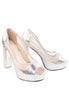 รองเท้าคัตชูส้นสูง Silver Lame - Silver Lame Platform Pumps Shoes