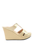 รองเท้าส้นสูงส้นเตารีด แต่งโลหะคาดหน้า - Classic T-Strap Platform Wedge Sandal