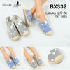 รองเท้าส้นแบบแคนวาสลายเส้น BX332- Pin Stripe Canvas Slip-On Flat Shoes