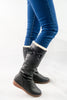 รองเท้าบูทหนังทรงสูงแต่งโบ - Classic Leather Flat To Low Heel Knee High Boots