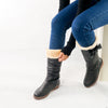 รองเท้าบูทหนังทรงสูงแต่งโบ - Classic Leather Flat To Low Heel Knee High Boots