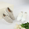 รองเท้าผ้าใบหนังแท้ สไตล์สปอร์ต - Minimalist Style Faux Leather Lace Up Canvas Shoes